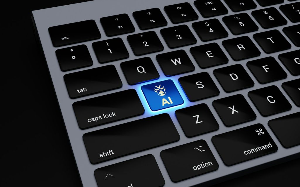 Eine Nahaufnahme einer Tastatur mit blauem Licht darauf